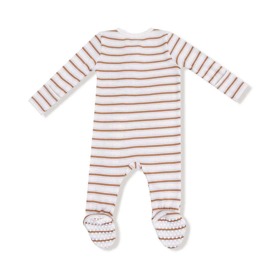 2 Way Zipper Footie - Vintage Stripe Brown