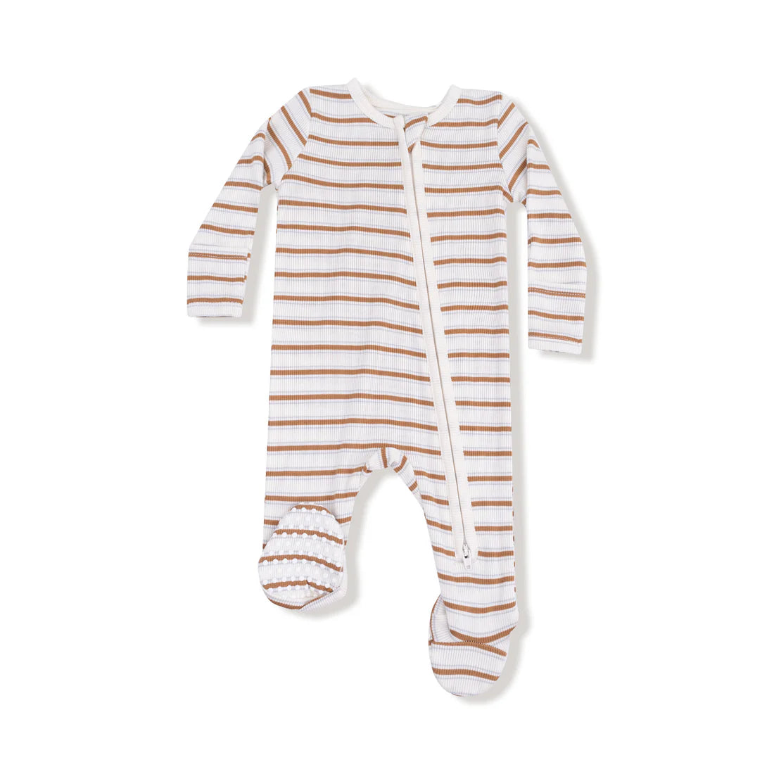 2 Way Zipper Footie - Vintage Stripe Brown