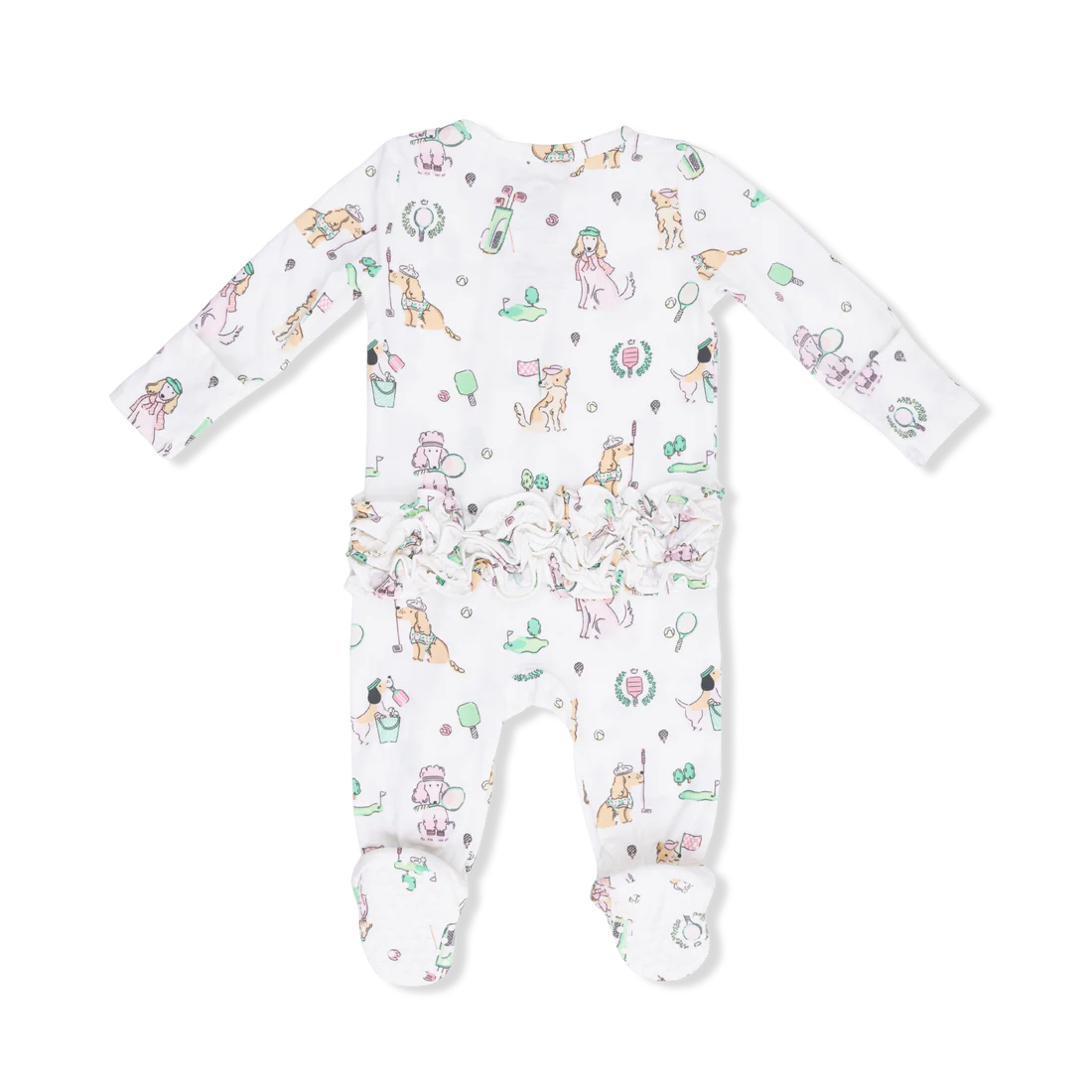 Country Club Dogs Pink - 2 Way Ruffle Back Zipper Footie
