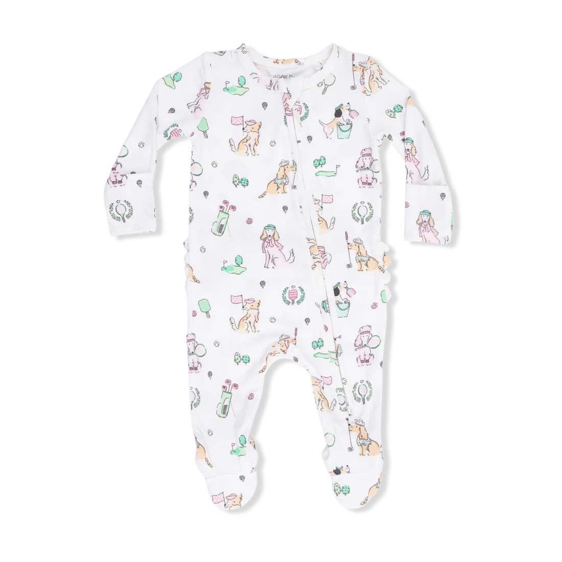 Country Club Dogs Pink - 2 Way Ruffle Back Zipper Footie