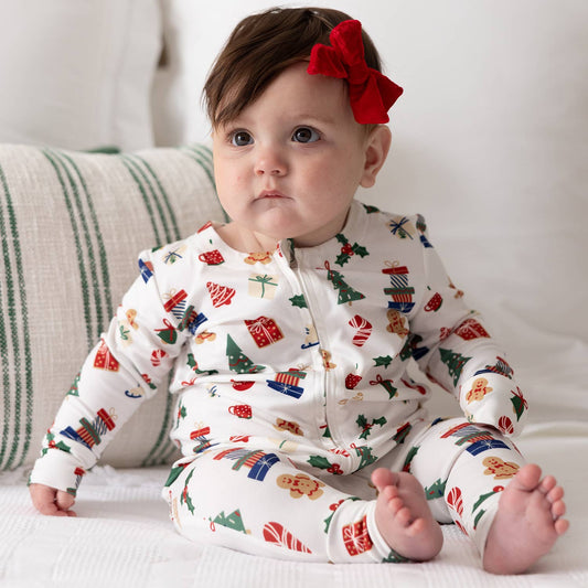 Baby Christmas Morning Zipper Romper