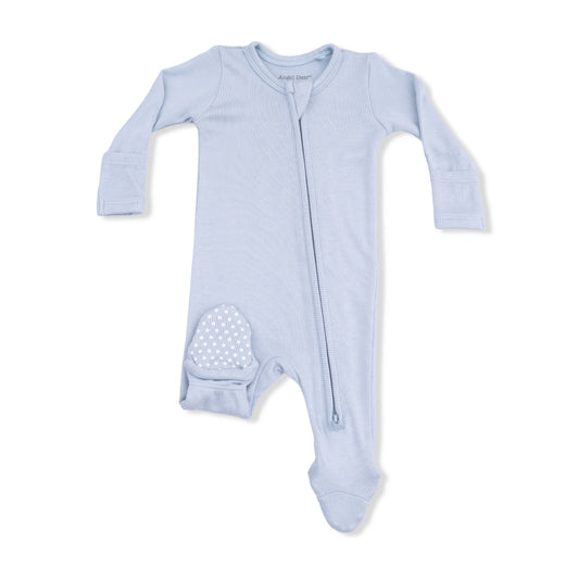 Solid Niagara Mist Rib - 2 Way Zipper Footie