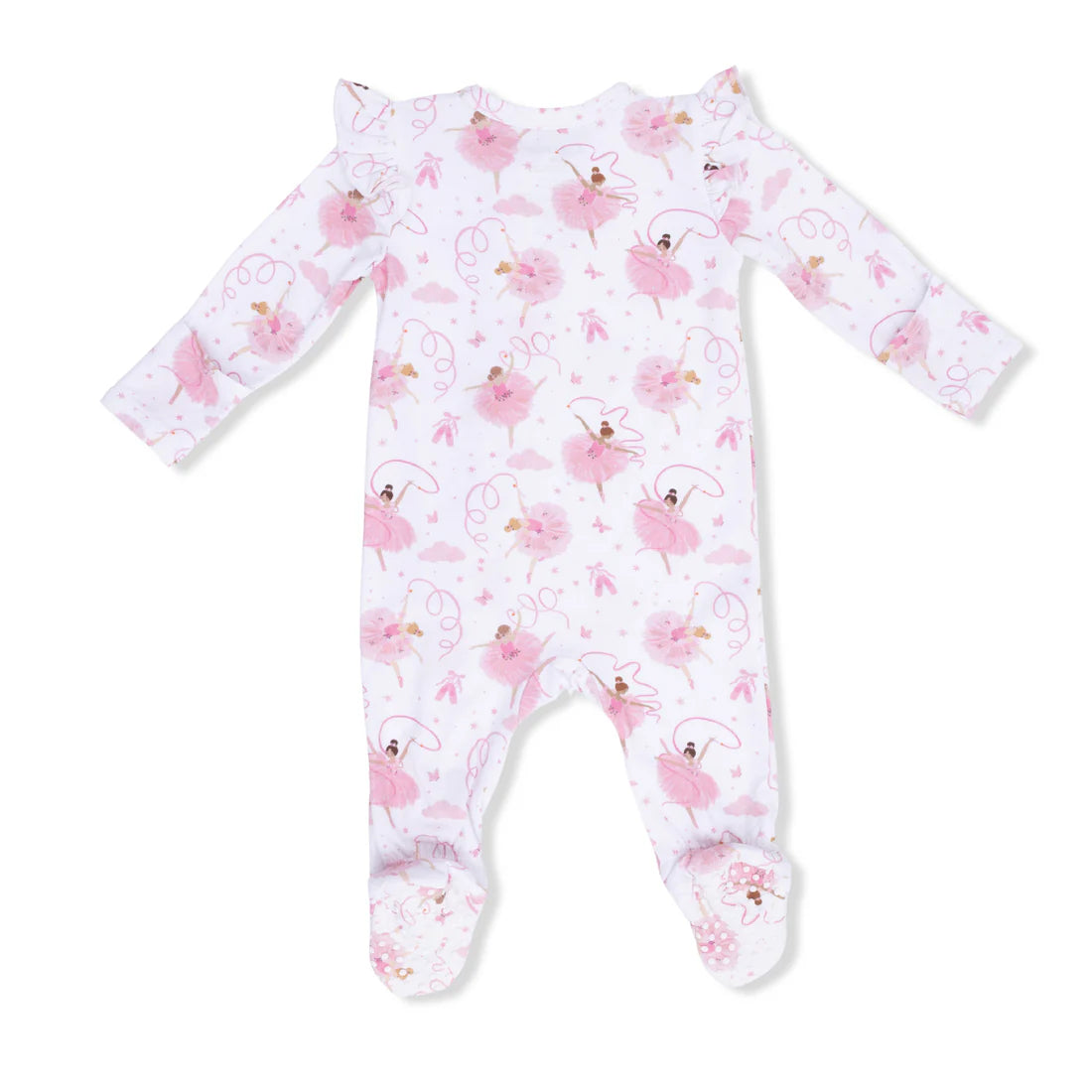 Ribbon Ballerinas - 2 Way Ruffle Sleeve Zipper Footie