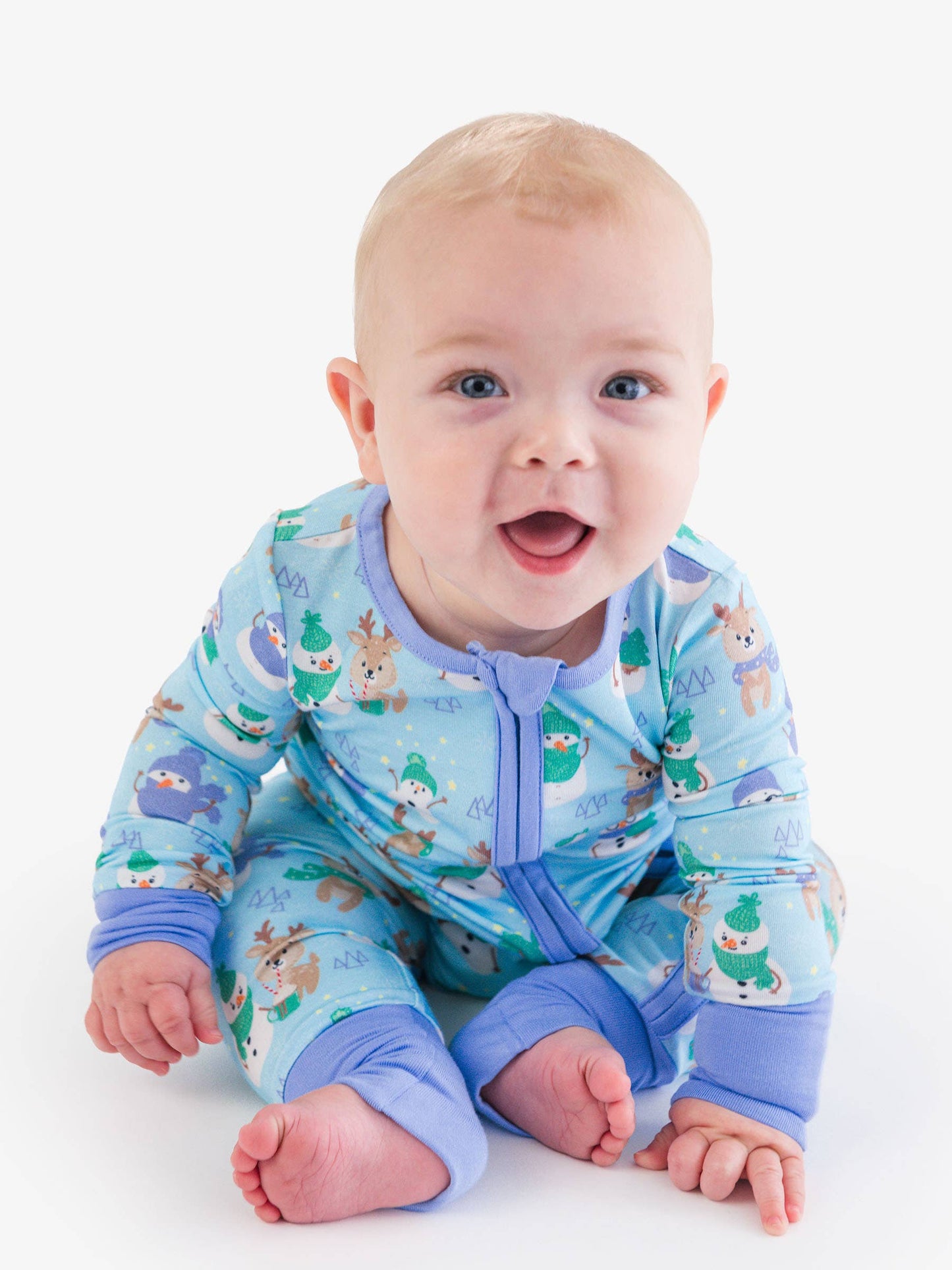 SoftSnooze™ Baby Bamboo Viscose Snowy Sidekicks Convertible One Piece Footie Pajama