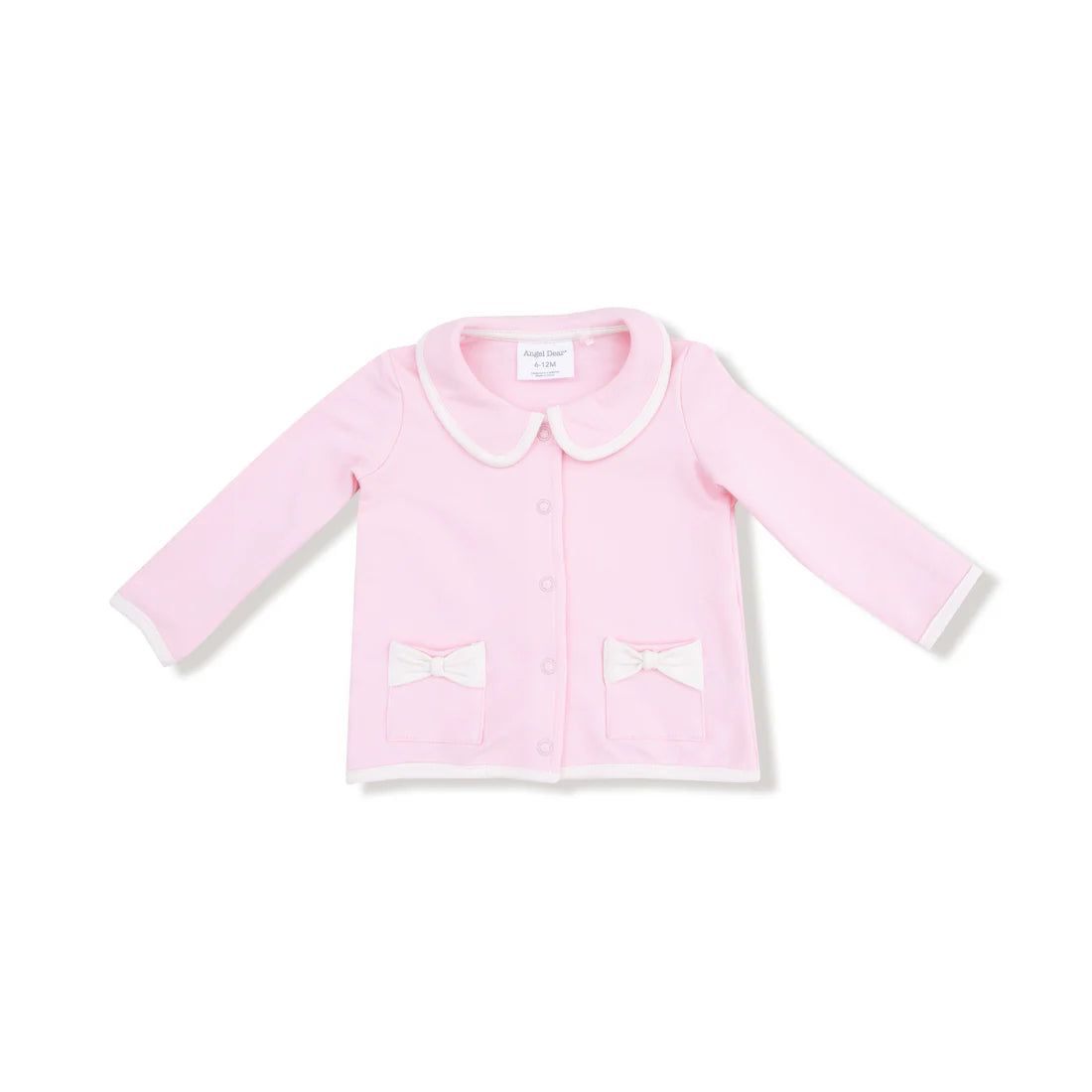 Tweed Style Jacket with Bow Pockets - Varsity Pink French Terry