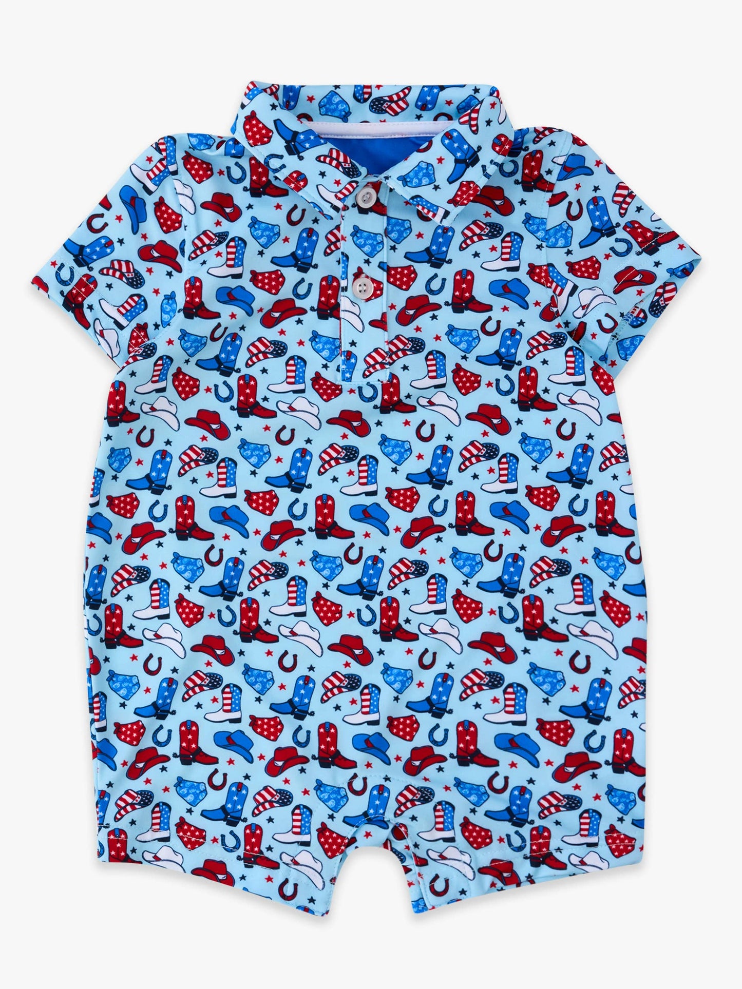Baby Boys Blue Stars & Spurs Performance Polo Romper