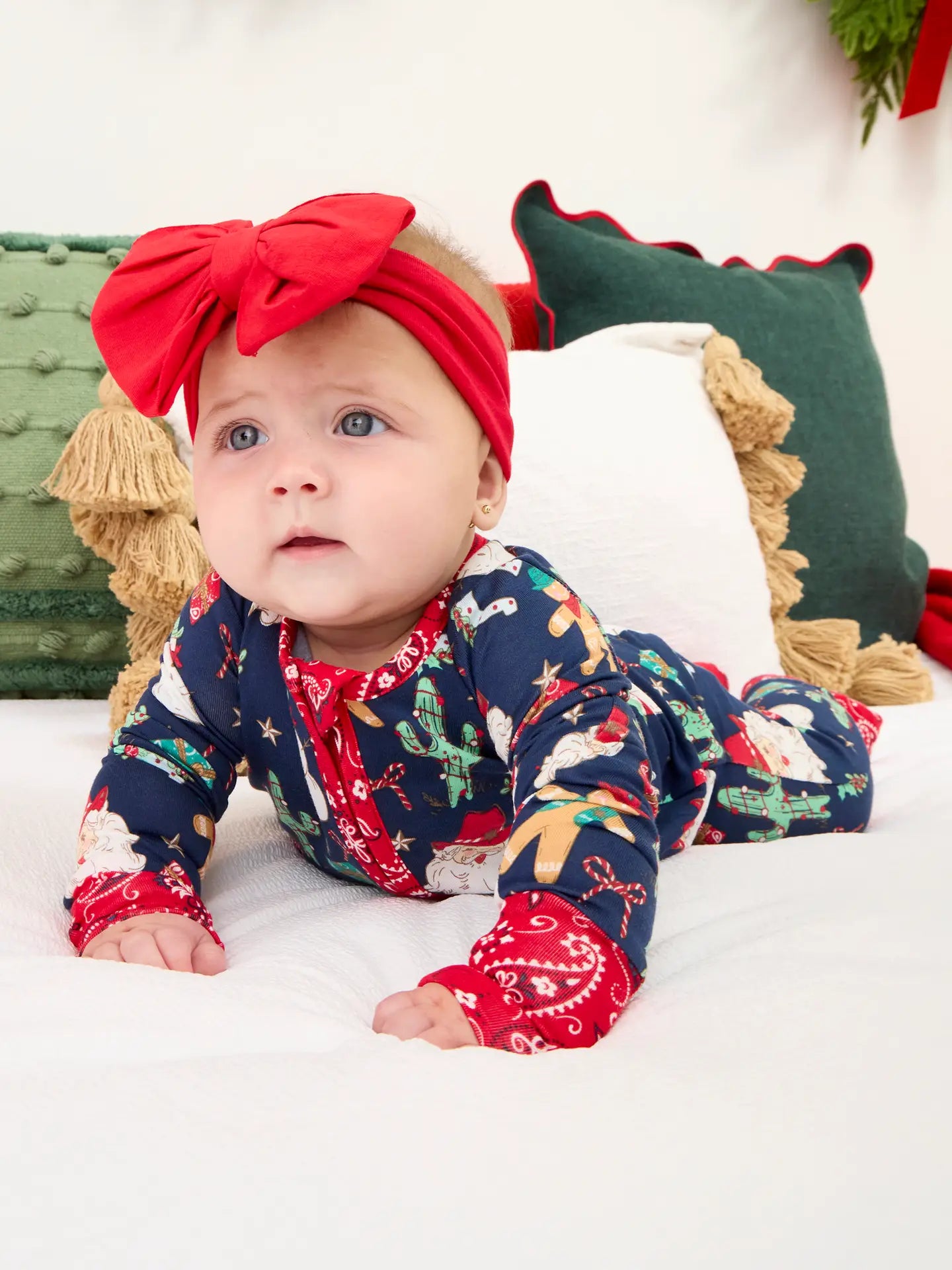 SoftSnooze™ Baby Bamboo Viscose Giddy Up Santa Western Christmas Convertible One Piece Footie Pajama