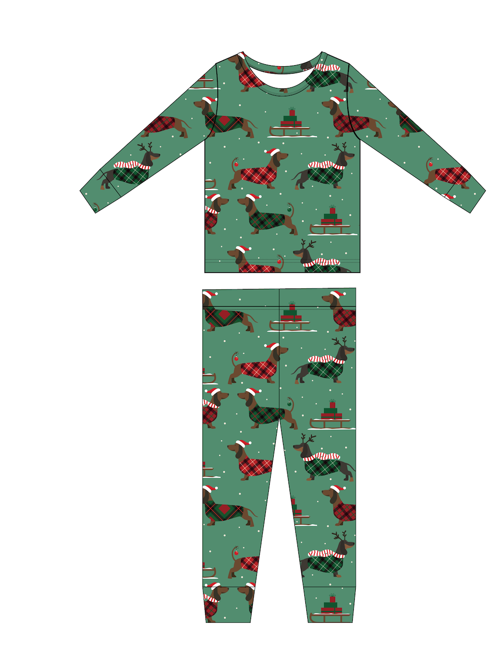 Kids Bamboo Pajamas - Tartan Tails Christmas Pajama 