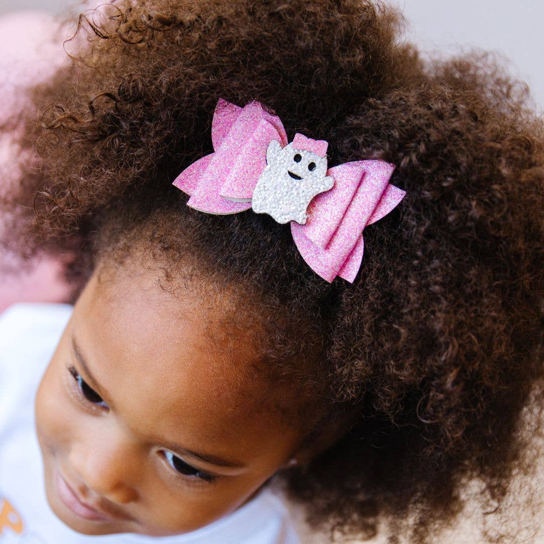 Girly Ghost Halloween Bow Clip - Kids Halloween Hair Clip