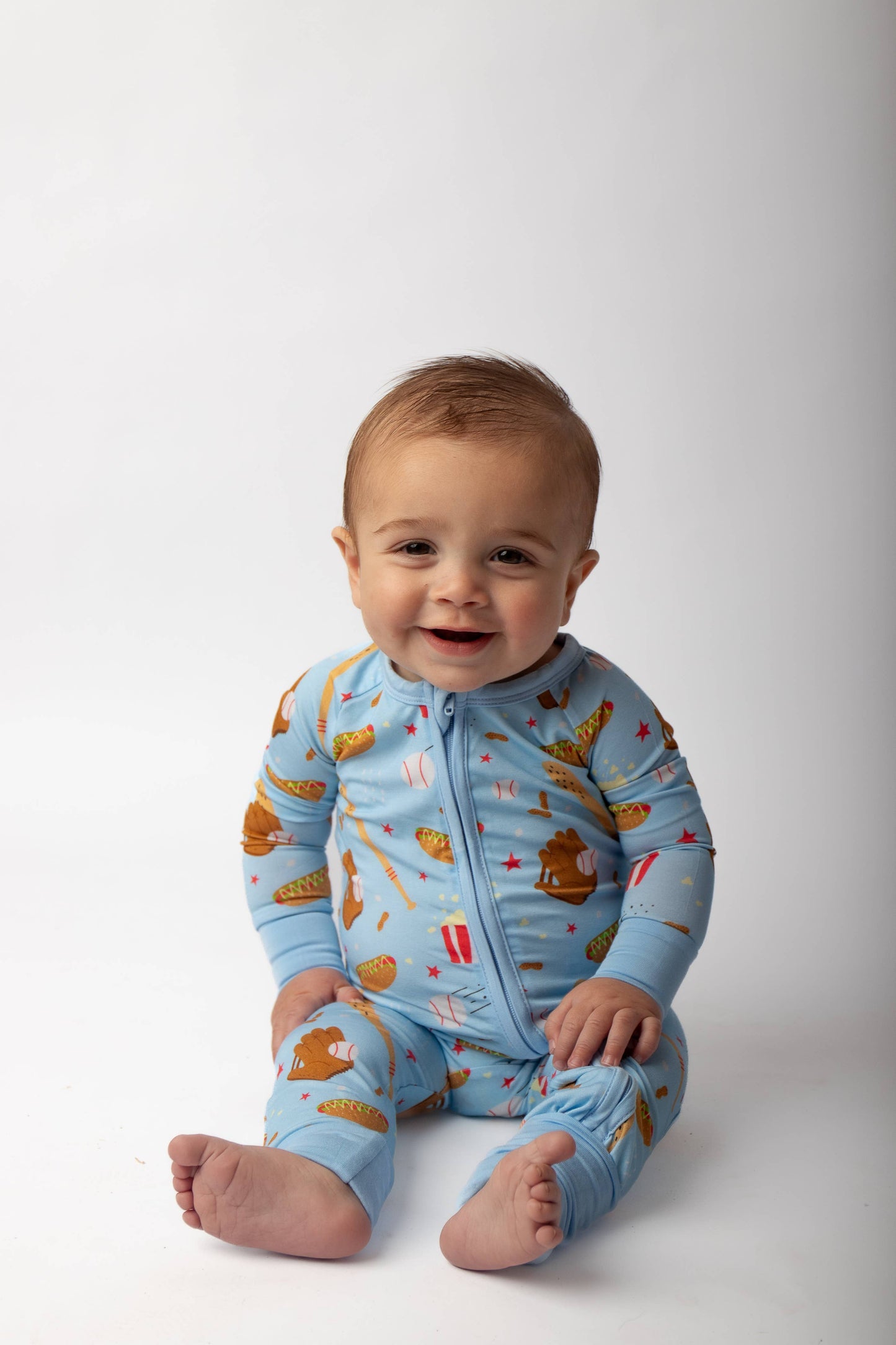 Blue Ballpark Zip Convertible Romper