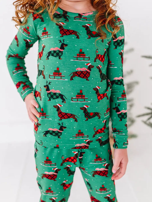 Kids Bamboo Pajamas - Tartan Tails Christmas Pajama 