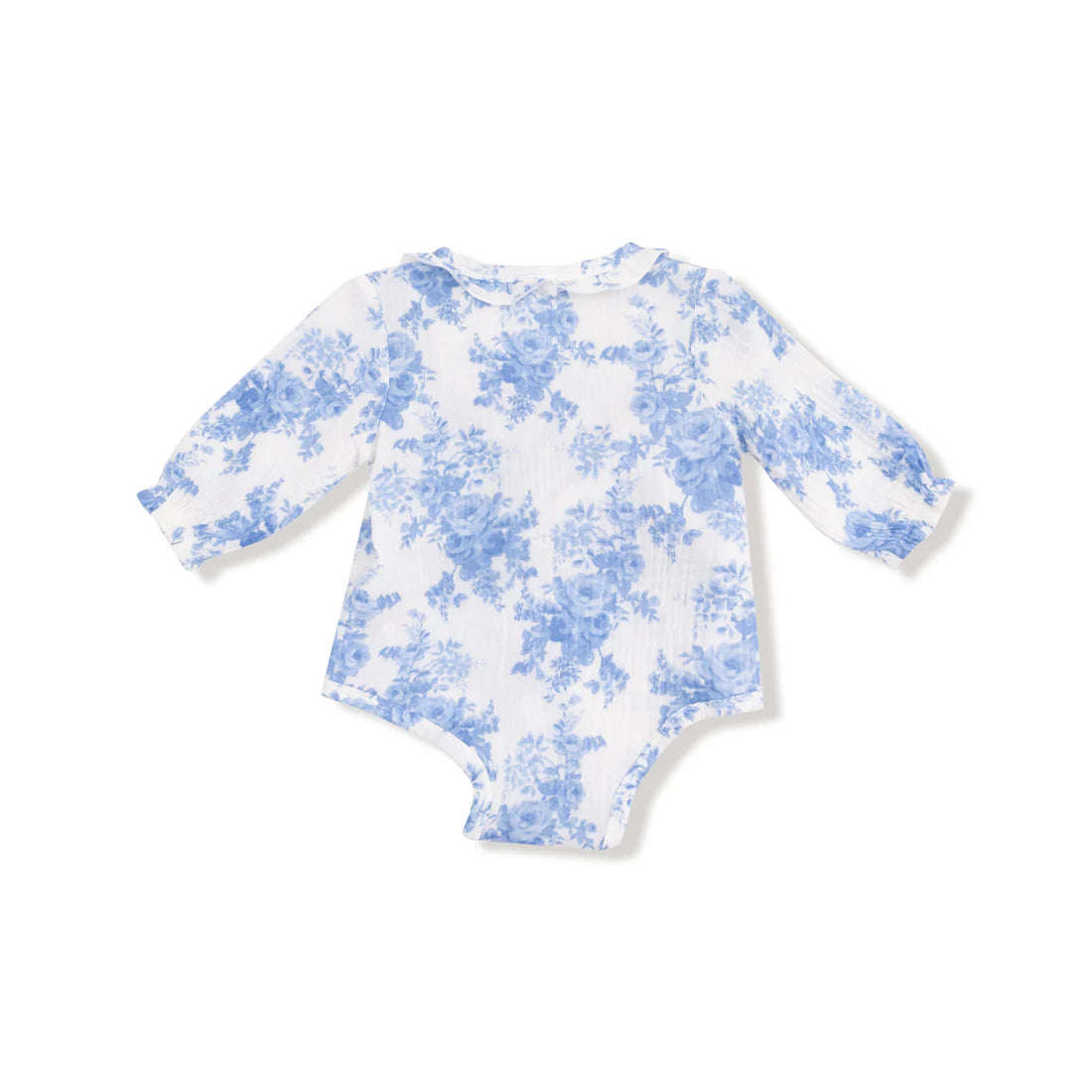 Long Sleeve Kimono Bodysuit with Ruffle - Dream Cottage Floral Blue