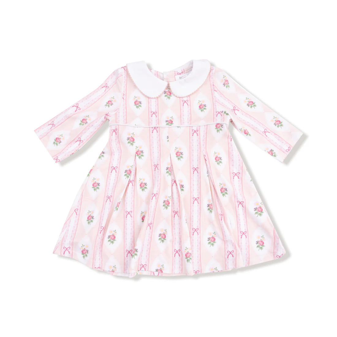 Box Pleat Dress + Peter Pan Collar & Diaper Cover - Ogee Lace Floral