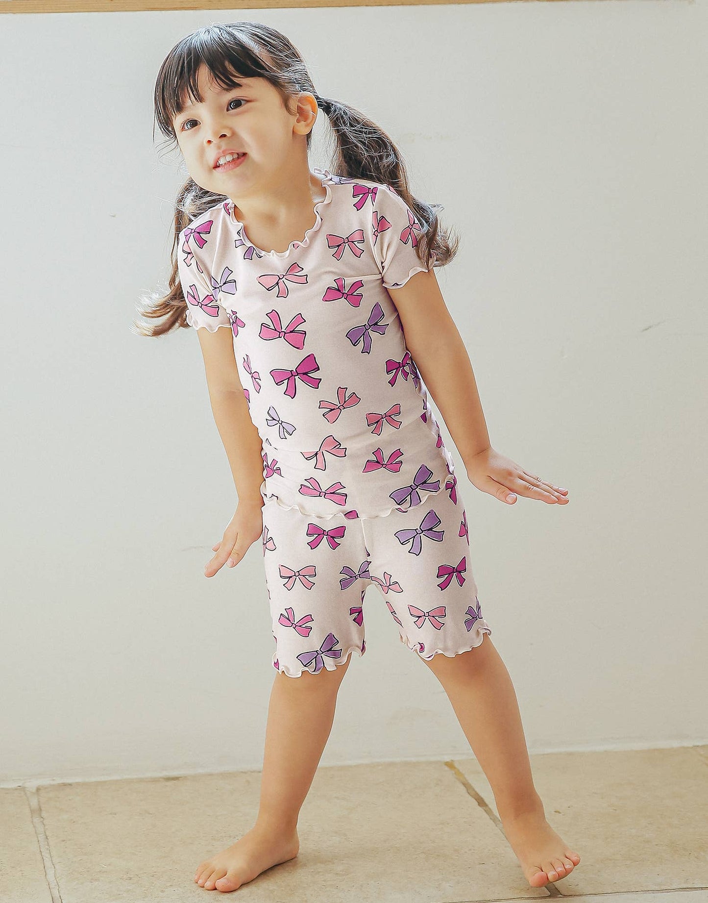 Shirring-Ribbon Viscose Short Sleeve PJs