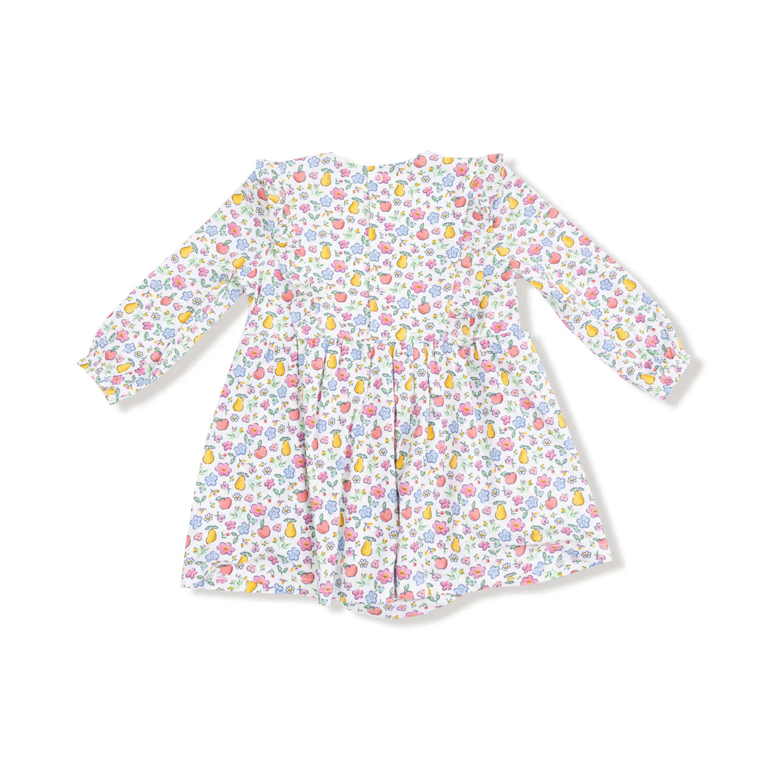 Ruffle Long Sleeve Bodysuit Dress - Fruit Floral