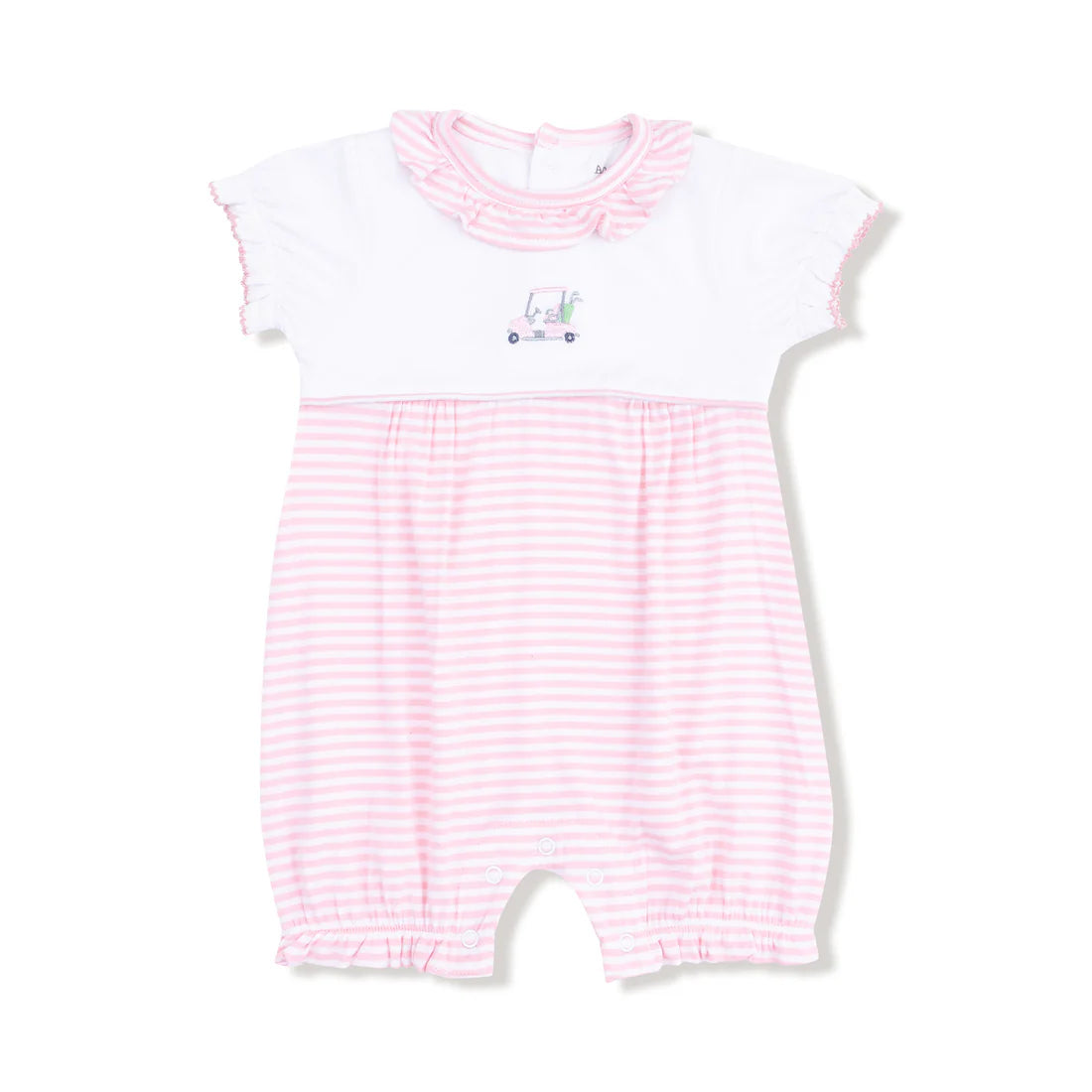 Ruffle Collar Romper - Baby Golf Carts Pink