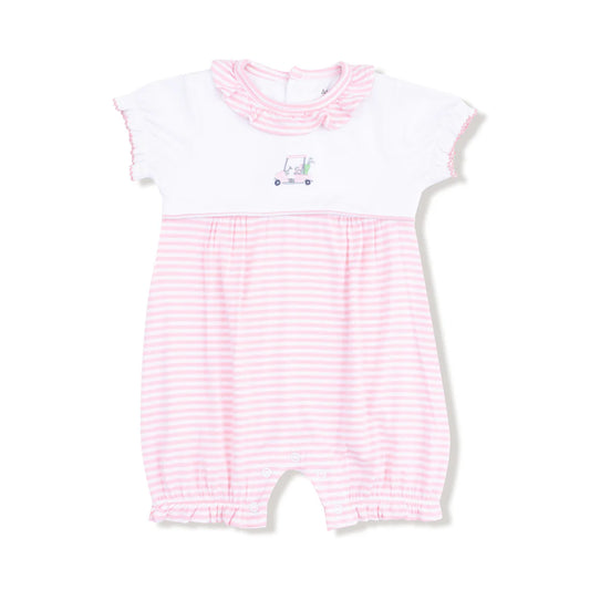 Ruffle Collar Romper - Baby Golf Carts Pink