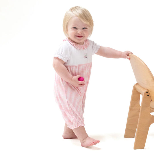 Ruffle Collar Romper - Baby Golf Carts Pink