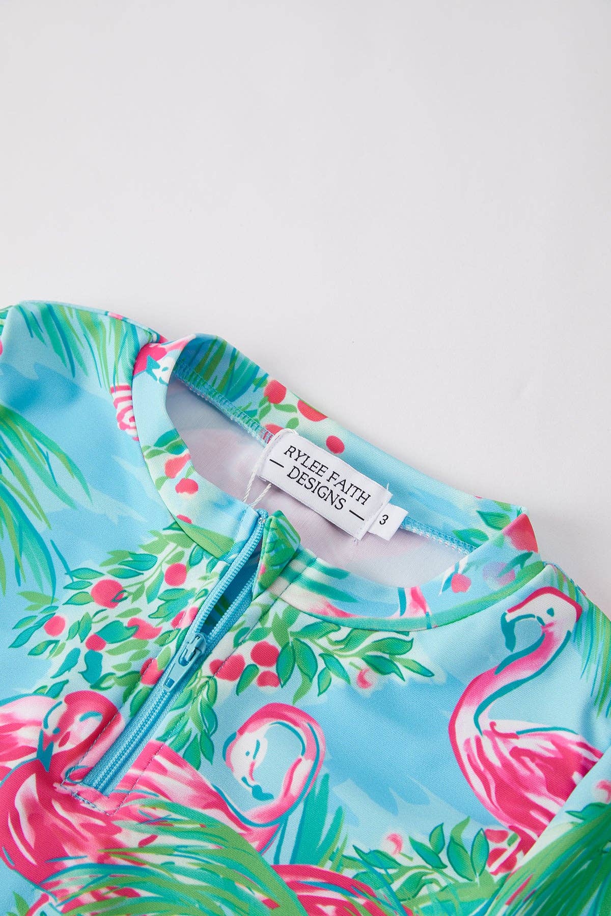 “Flamingo” Floral Rash Guard Swimsuit Set