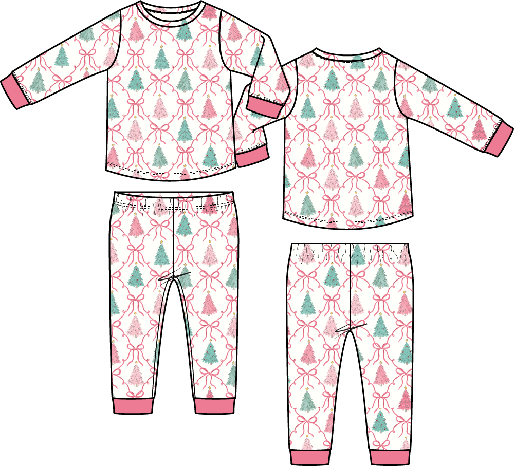 Bow Trellis Tree - Long Sleeve Loungewear Set