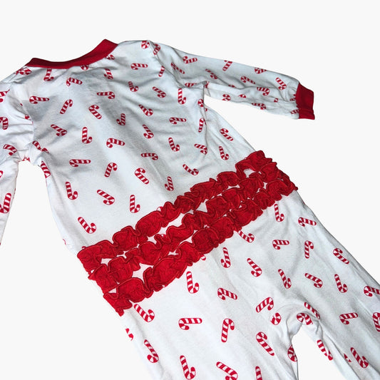 Candy Canes Ruffle Bamboo Footie
