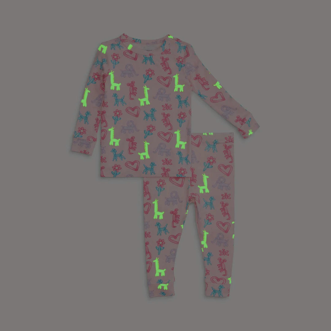 Pink Party Animals Glow in the Dark Modal Magnetic Pajama Set