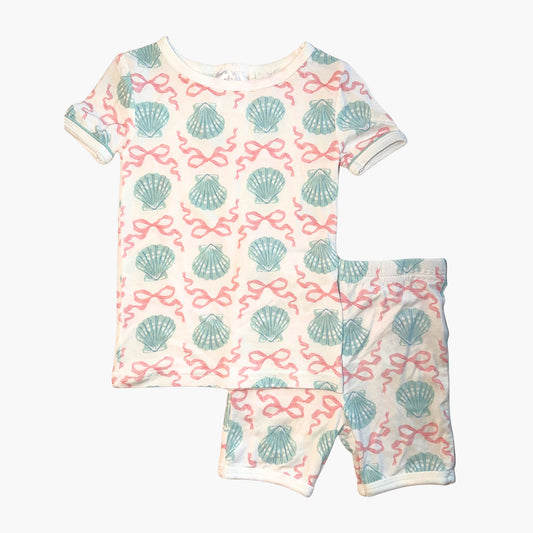 Seashells and Bows Short Sleeve Shorts Pajama Set
