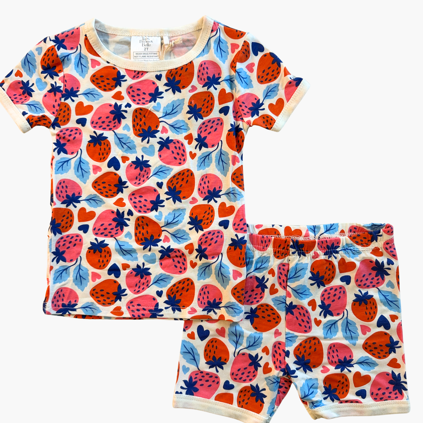 Strawberry Summer Bamboo Short Sleeve Shorts Pajama Set
