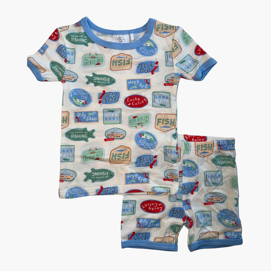 Let's Go Fishing Short Sleeve Shorts Pajama Set