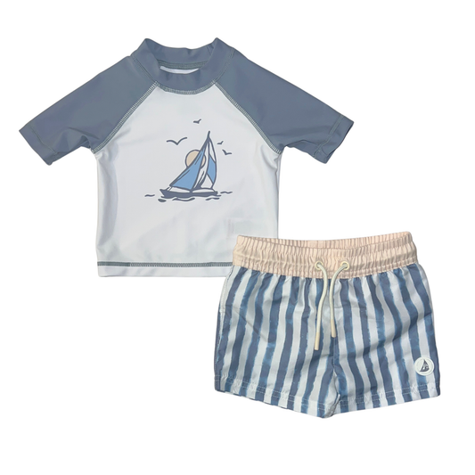 Toddler Boy Sailing Rash Guard Swim Set
