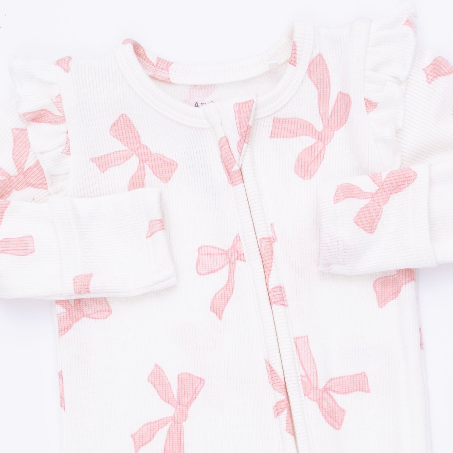 Pretty Bows - 2 Way Ruffle Sleeve Zipper Footie