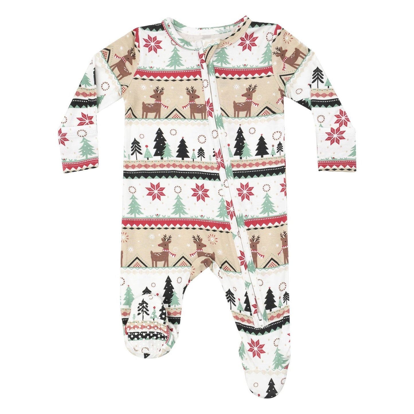 2 Way Zipper Footie - Reindeer Fair Isle