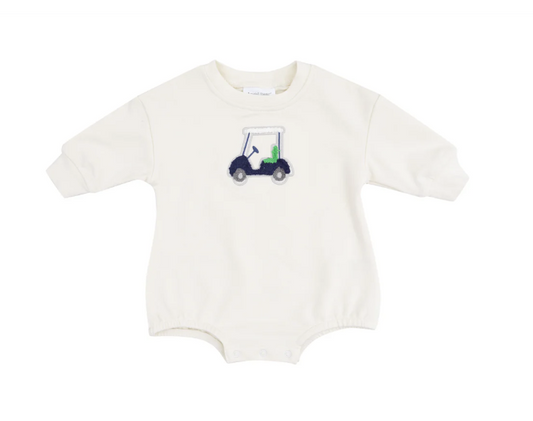 French Terry Sweatshirt Bubble with Applique - Golf Cart Blue