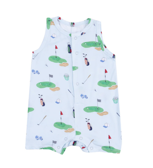 Golf Things Blue Bamboo Sleeveless Shortie Romper