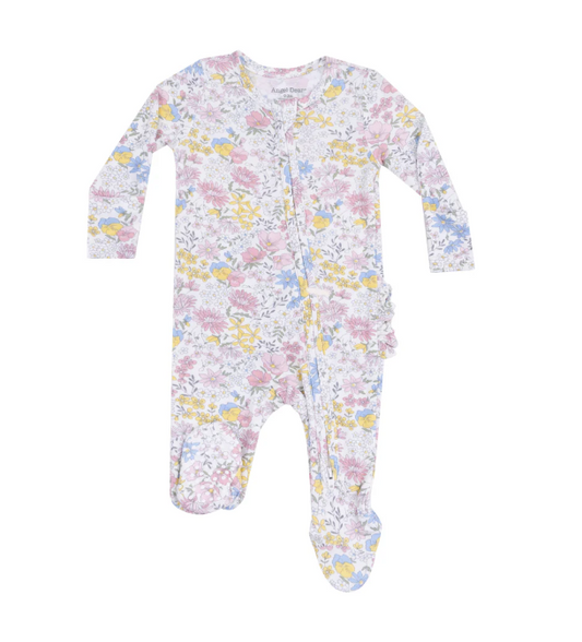 2 Way Zipper Ruffle Back Footie - Viola Floral