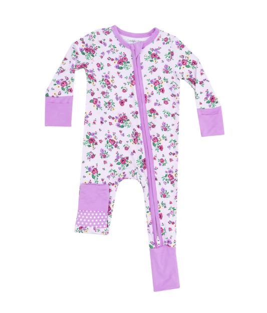 2 Way Zipper Romper - Preppy Roses