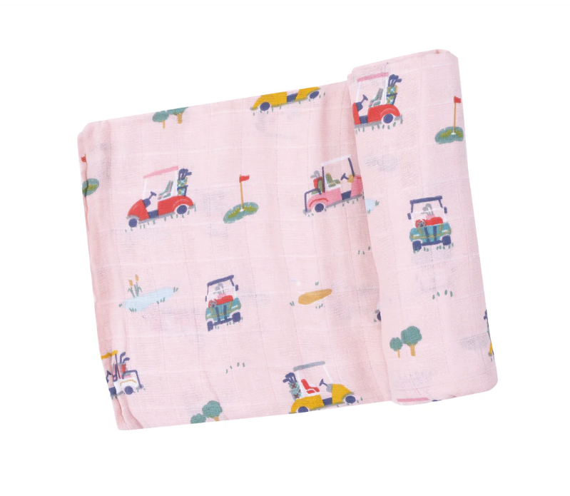 Swaddle Blanket - Golf Cart Cuties Pink - 47X47