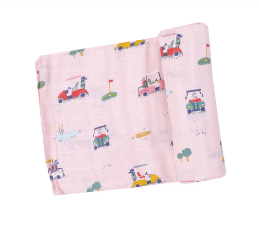 Swaddle Blanket - Golf Cart Cuties Pink - 47X47