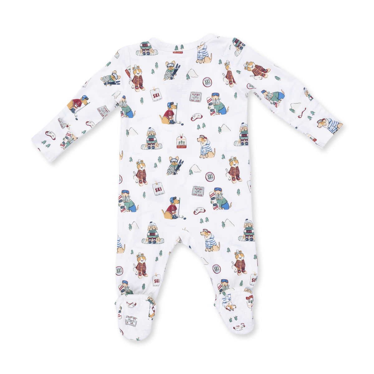 Winter Sports Dogs Green - 2 Way Zipper Footie