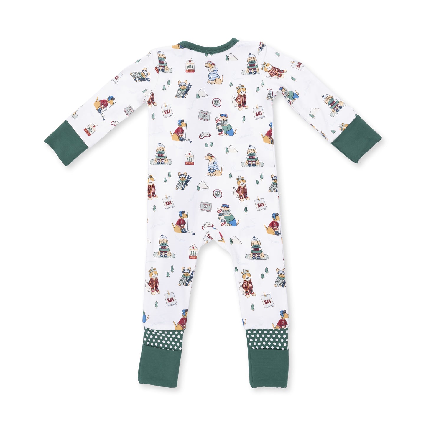 Winter Sports Dogs Green - Convertible Romper