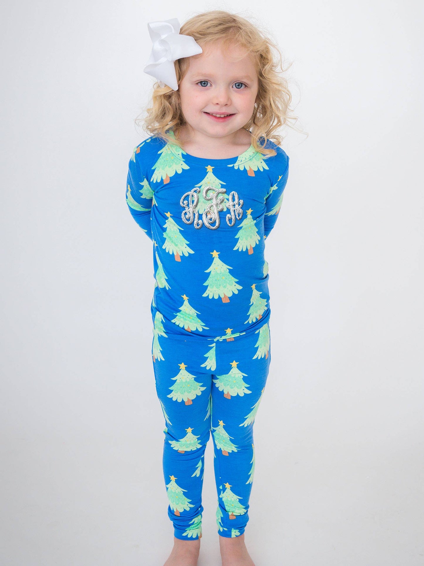 SoftSnooze™ Kids Bamboo Viscose Blue Twinkling Trees Long Sleeve Pajama Set