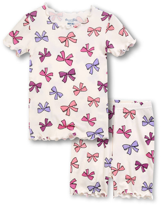 Shirring-Ribbon Viscose Short Sleeve PJs