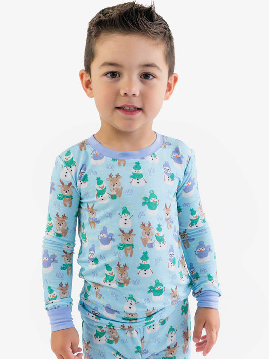 SoftSnooze™ Kids Bamboo Viscose Snowy Sidekicks Long Sleeve Pajama Set