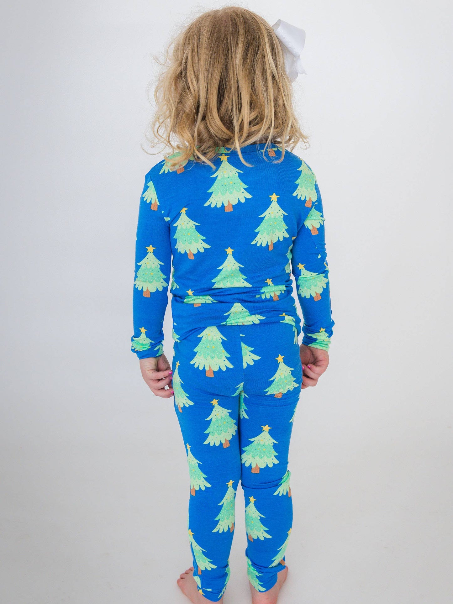 SoftSnooze™ Kids Bamboo Viscose Blue Twinkling Trees Long Sleeve Pajama Set