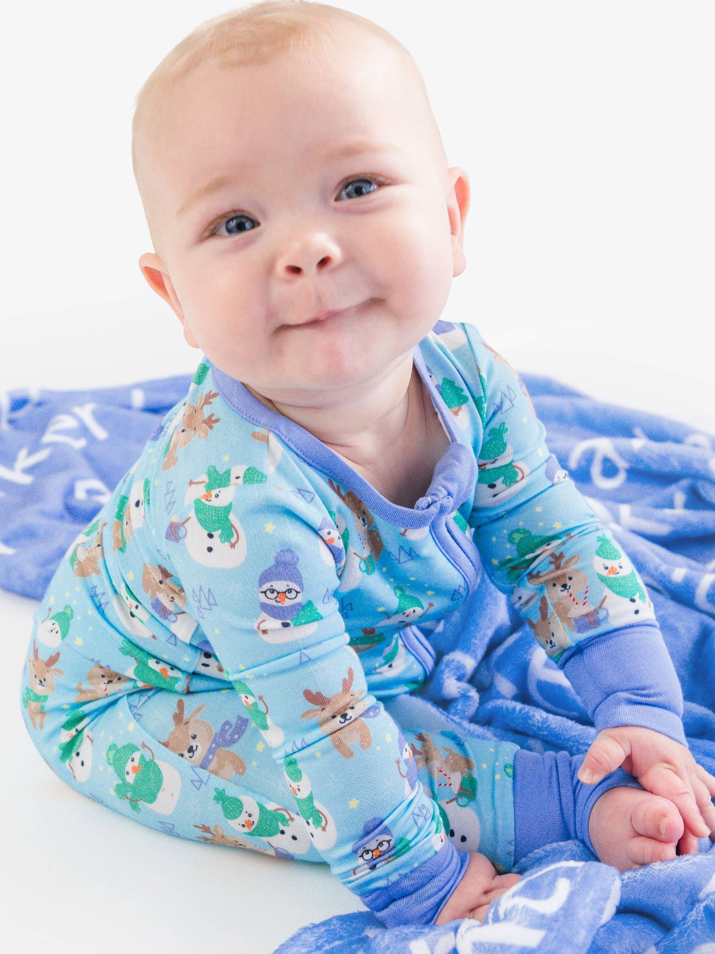 SoftSnooze™ Baby Bamboo Viscose Snowy Sidekicks Convertible One Piece Footie Pajama