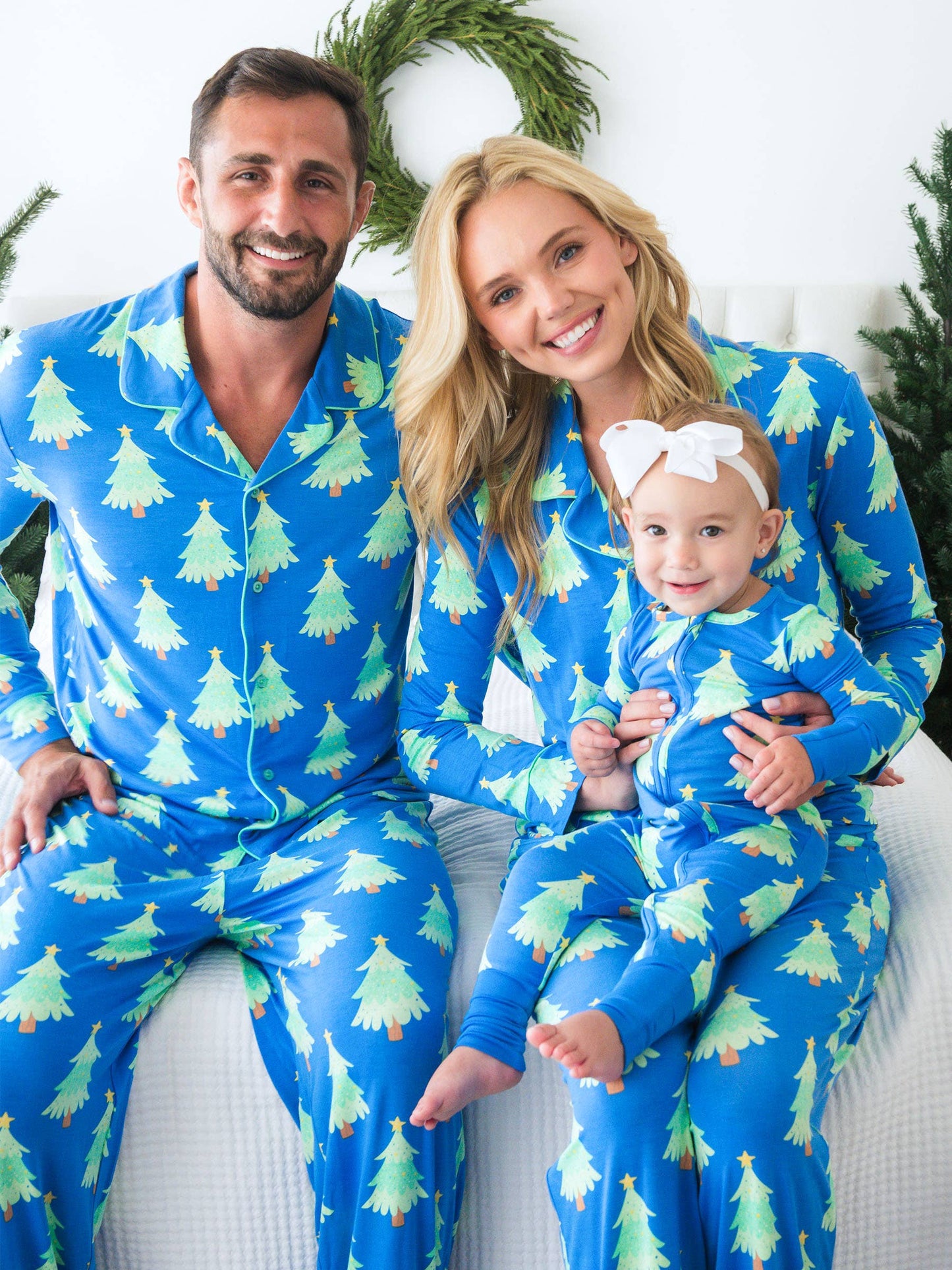 SoftSnooze™ Baby Bamboo Viscose Blue Twinkling Trees Convertible One Piece Footie Pajama