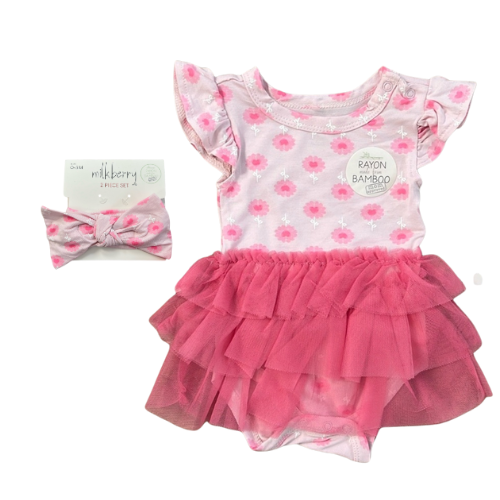 Heart Daisies Tulle Bodysuit and Headband Set