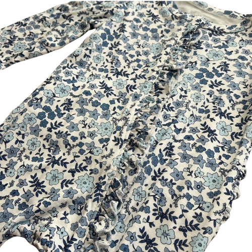 Blooming Blue Floral Bamboo Footie with Headband
