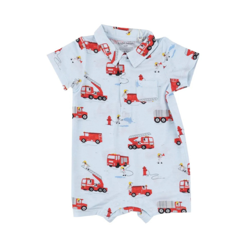 Firetruck Dalmations Bamboo Polo Shortie Romper