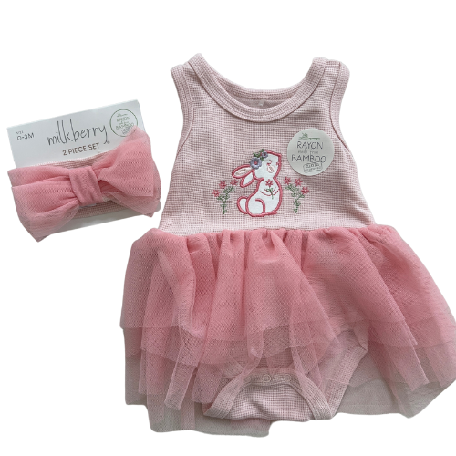 Easter Bunny Tulle Bodysuit and Headband Set